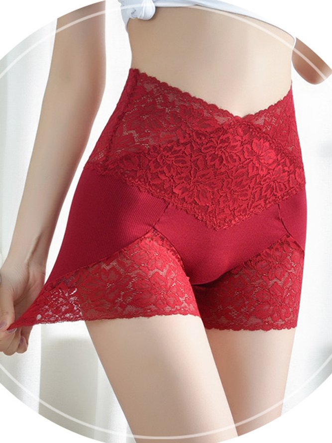 Lace High Waist Safety Pants Belly Controlling Butt Lift Boxer Briefs