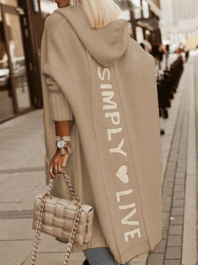 Letter Casual Hooded  Sweater Sweater coat