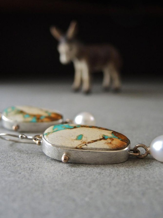 Retro Natural Ore Irregular Earrings Ethnic Style Casual Women's Jewelry