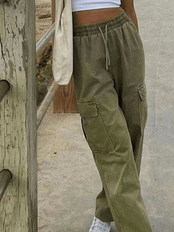 Loose Casual Plain Cargo Pants