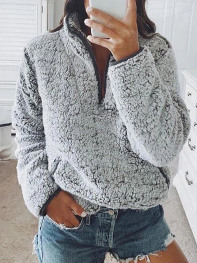 Casual Long Sleeve Patchwork Zipper Outerwear