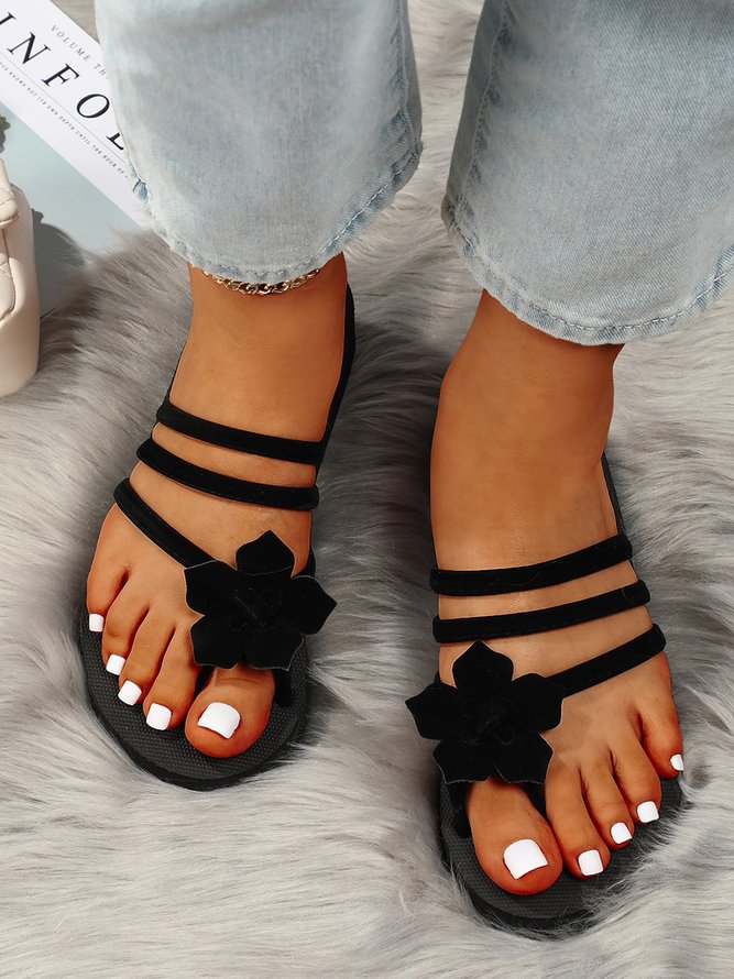 Appliques Decor Two Way Wear Flip Flops Strappy Slide Sandals