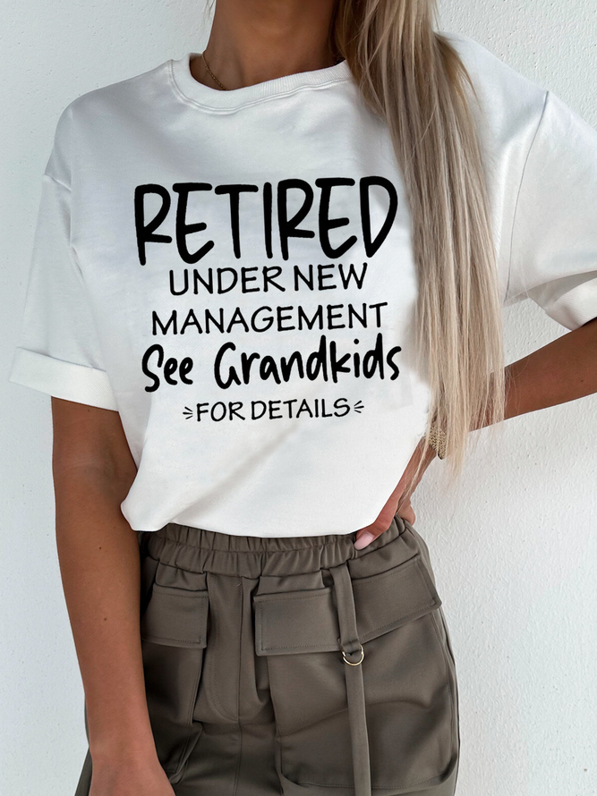 Women Text Letters Crew Neck Casual Short Sleeve T-shirt
