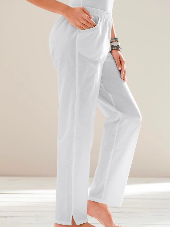 Plain Loose Casual Cotton Pants
