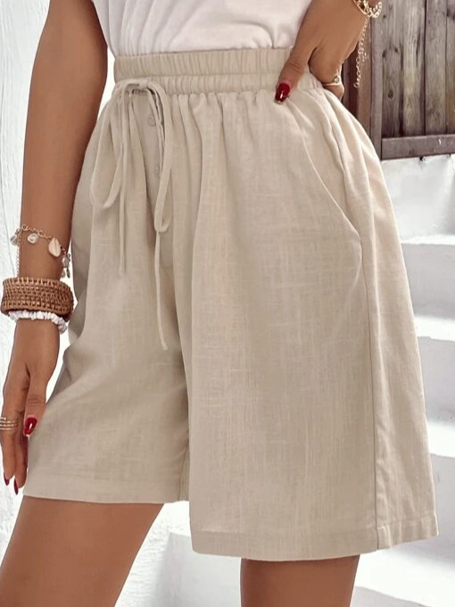 Linen Linen Loose Plain Shorts