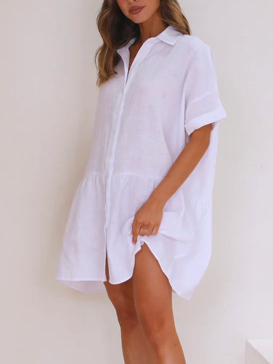 Casual Loose Cotton Plain Dress