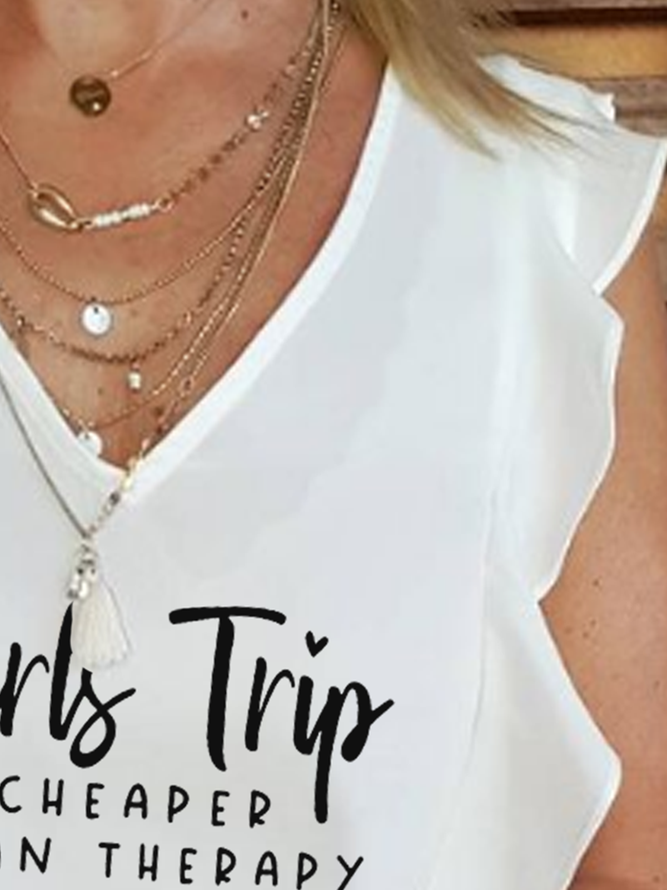 Casual Loose Text Letters Cotton And Linen Shirt