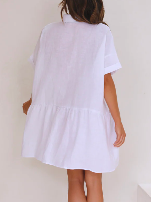 Casual Loose Cotton Plain Dress