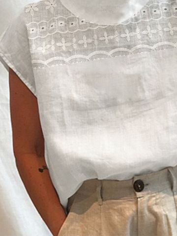 Half Turtleneck Loose Linen Shirt