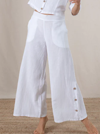 Loose Linen Plain Cotton And Linen Pants