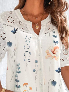Casual Floral Hollow Out Shirt