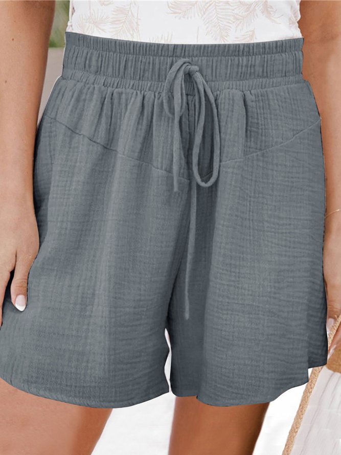 Casual Drawstring Loose Plain Shorts