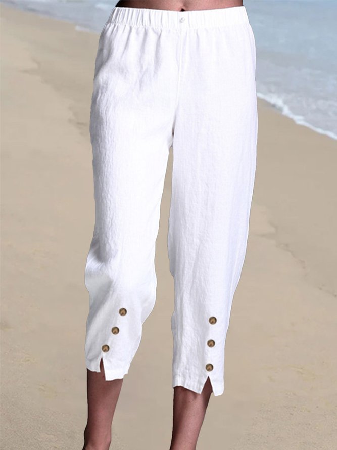 women's linen casual cropped pants