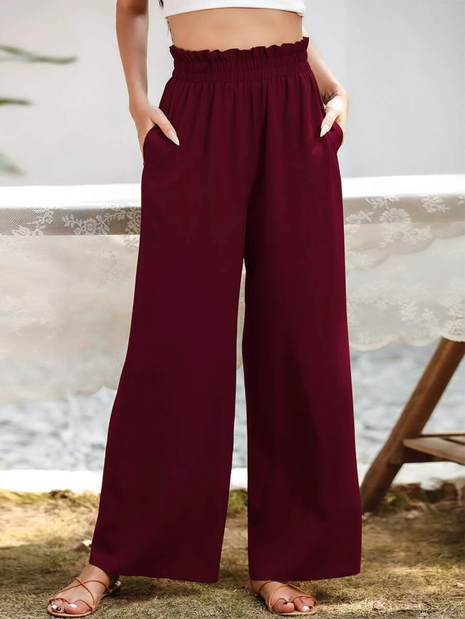 Plain Simple Autumn Polyester Natural Loose Leggings H-Line Regular Casual Pants for Women