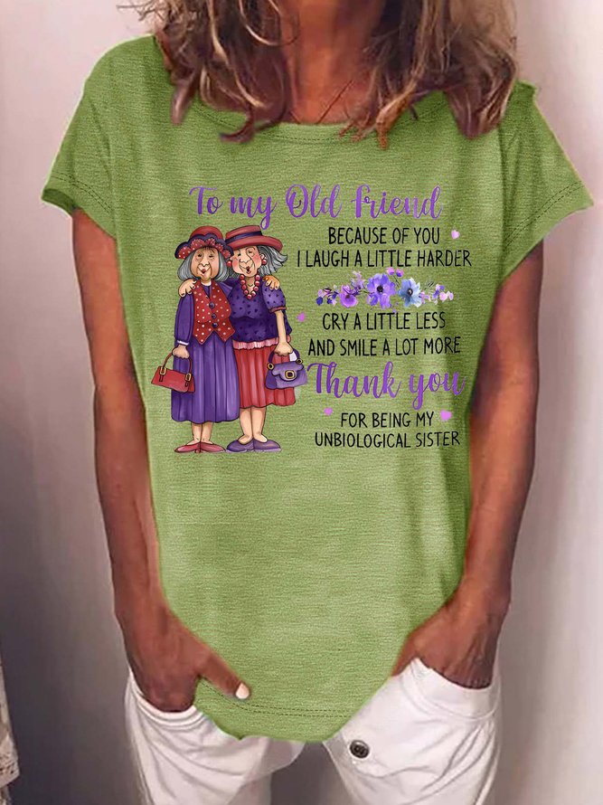 Women Text Letters Crew Neck Casual Short Sleeve T-shirt