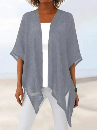 Loose Wrap Casual Plain Kimono