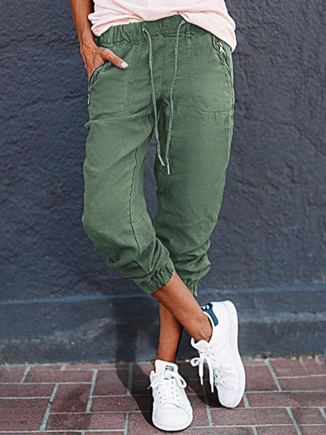 Casual Cotton Plain Pants