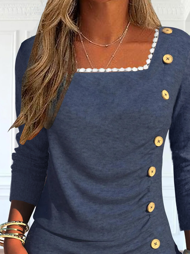 Casual Loose Square Neck Shirt