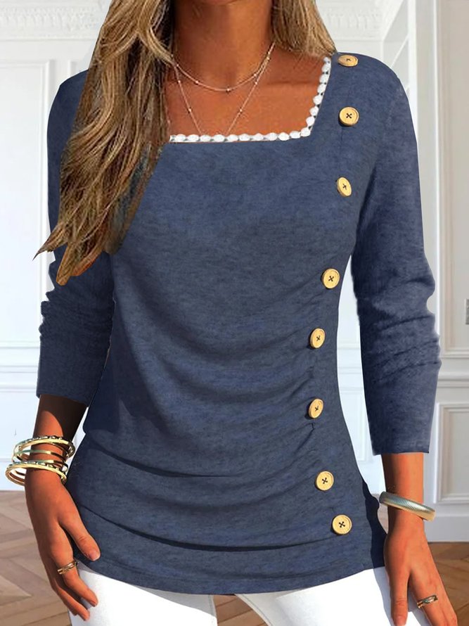 Casual Loose Square Neck Shirt