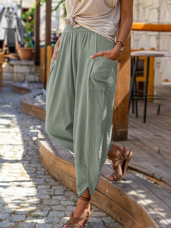 Plain Pockets Casual Pants