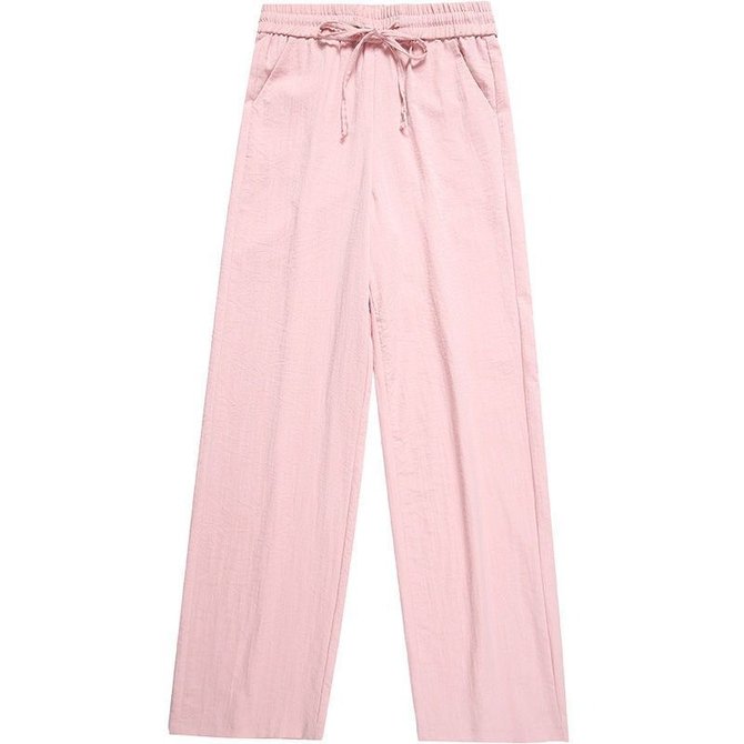 Casual Plain Lace-Up Pants