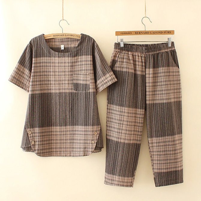 Casual Buckle Plaid Two-Piece Set