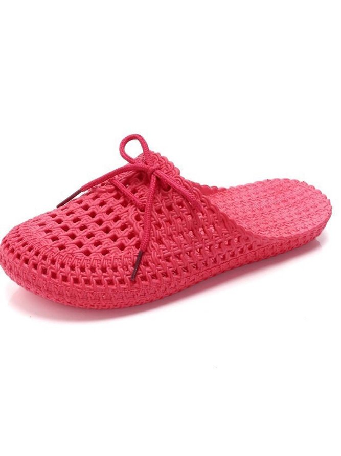 Women Lace Up Hollow Out Waterproof Beach Mules