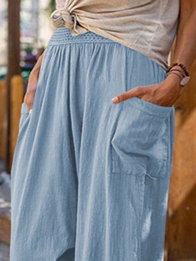 Plain Pockets Casual Pants