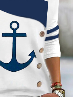 Women Anchor Casual Long Sleeve T-shirt