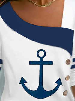 Women Anchor Casual Long Sleeve T-shirt