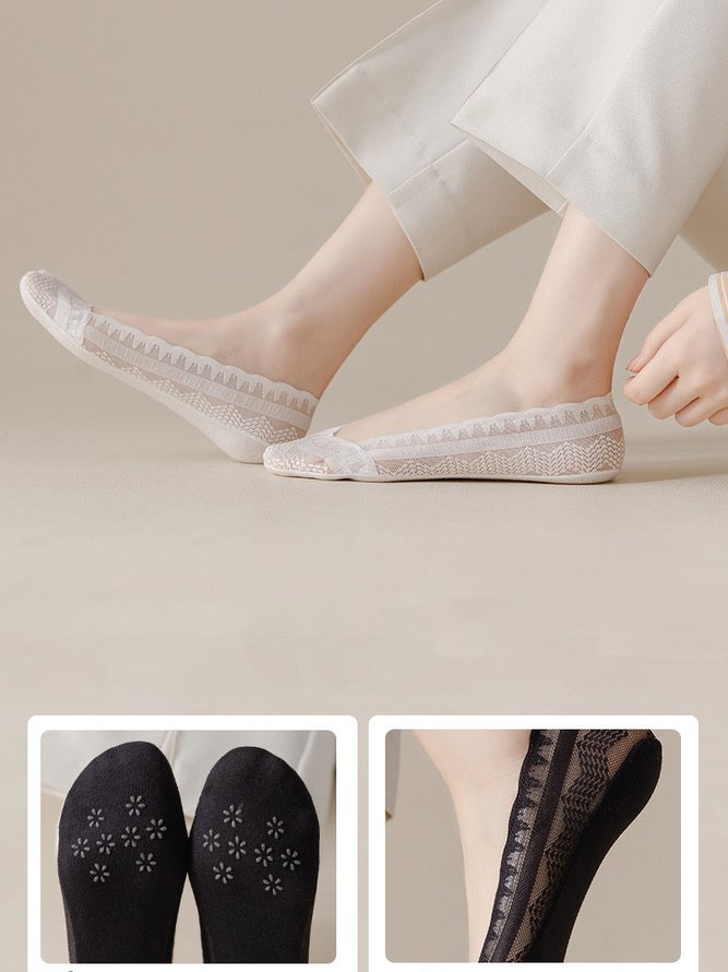 Casual Lace Invisible Crew Socks