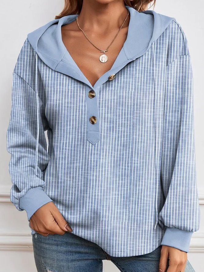 Plus size Striped Hoodie Casual Loose Hoodie