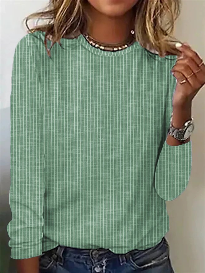 Loose Casual Striped Crew Neck T-Shirt