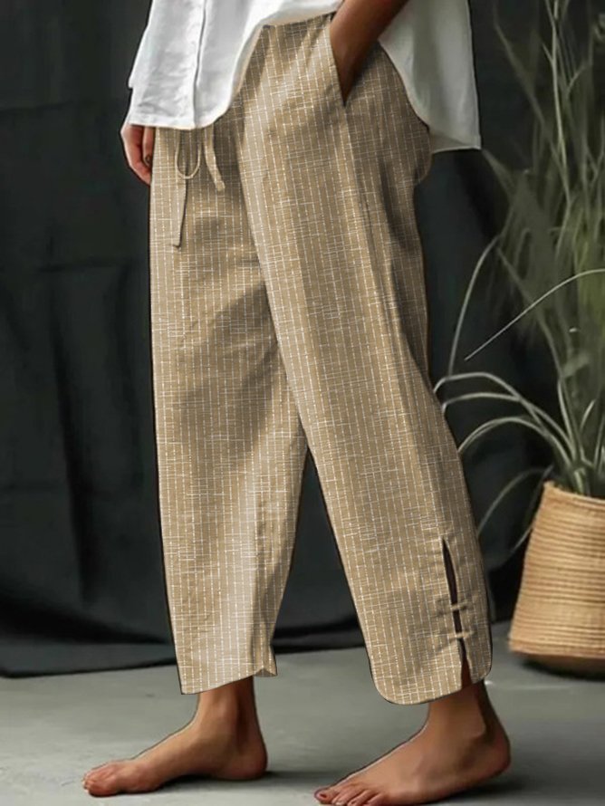Women Striped Casual Drawstring Waist Pockets Comfy Lounge Workout Plain Pants