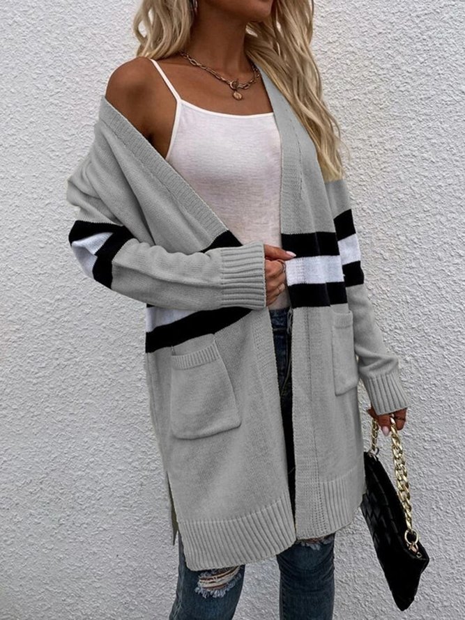 Casual Color Block Cardigan