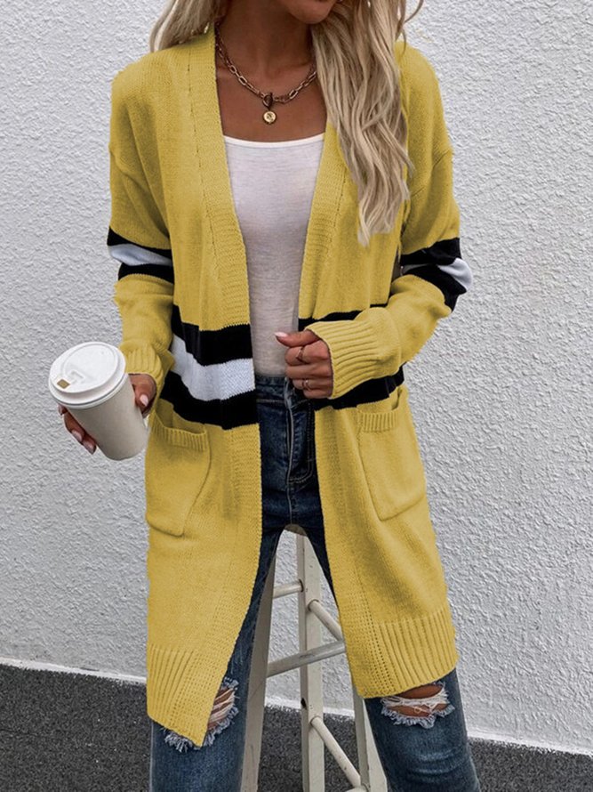 Casual Color Block Cardigan