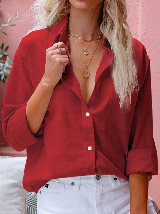 Women's Solid Color Casual Blouse