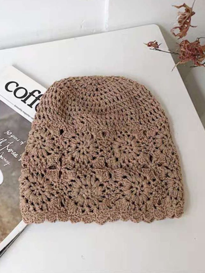 Flower Hollow Out Boho Handmade Knitted Beanie Hat