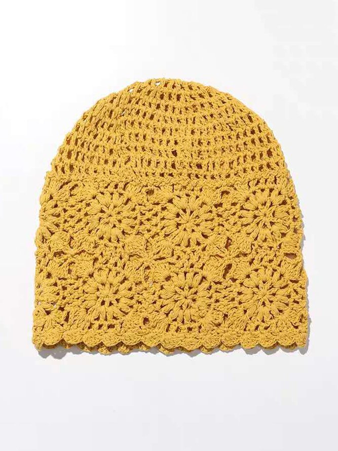 Flower Hollow Out Boho Handmade Knitted Beanie Hat