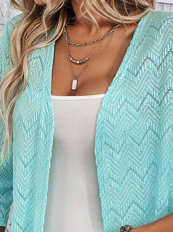 Plain Knitted Loose Casual Kimono
