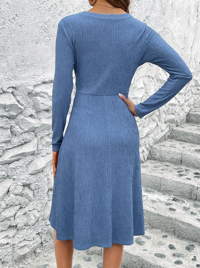 Plain Loose Casual Knot Front Dress
