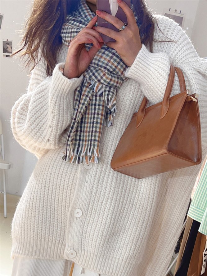 Others Casual Wool/Knitting Plain Cardigan