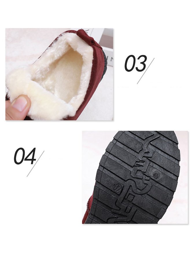 Solid Color Waterproof Faux Suede Warm Fleece Snow Boots