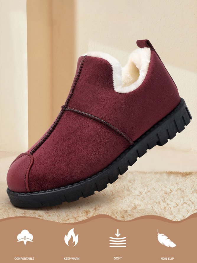 Solid Color Waterproof Faux Suede Warm Fleece Snow Boots