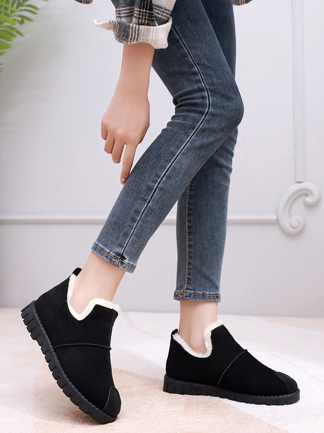 Solid Color Waterproof Faux Suede Warm Fleece Snow Boots