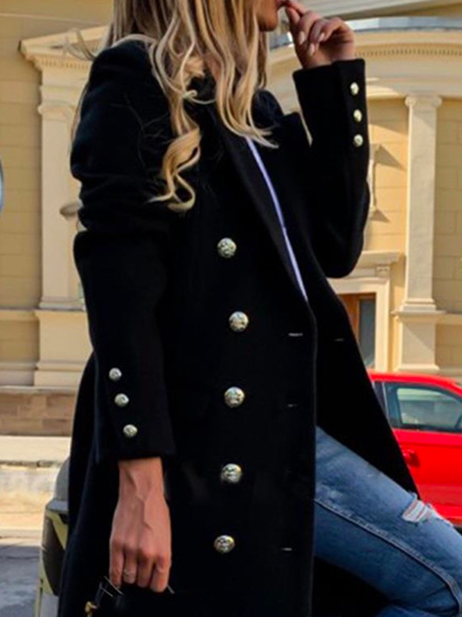 Lapel Collar Loose Casual Plain Coat