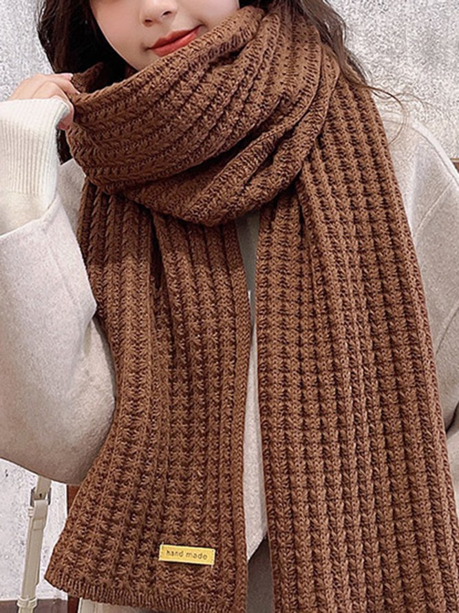 Women Minimalist Twist Knitted Warmth Plain Scarf