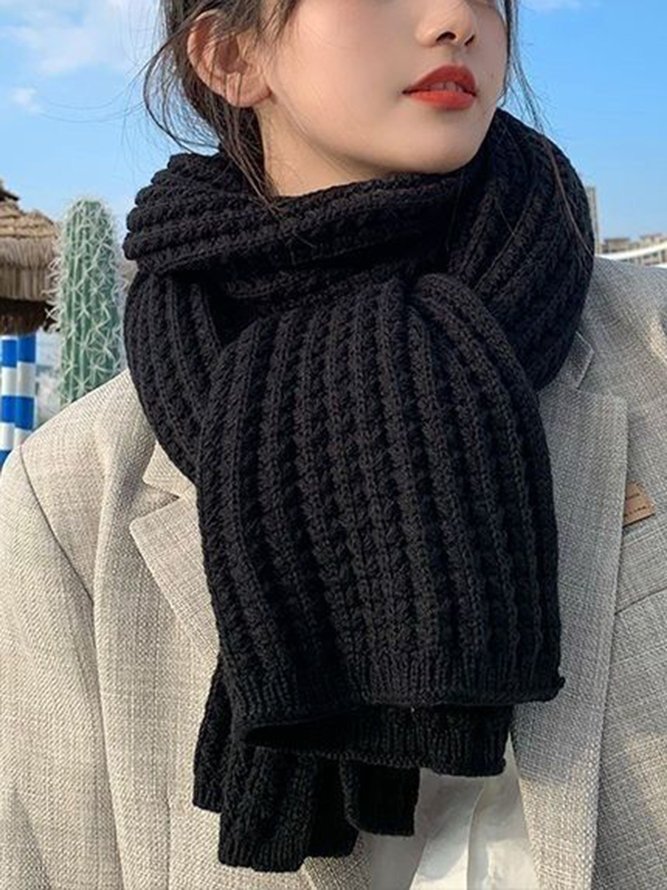 Women Minimalist Twist Knitted Warmth Plain Scarf