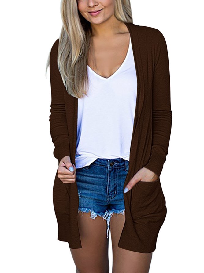 Jersey Loose Pocket Stitching Casual Kimono