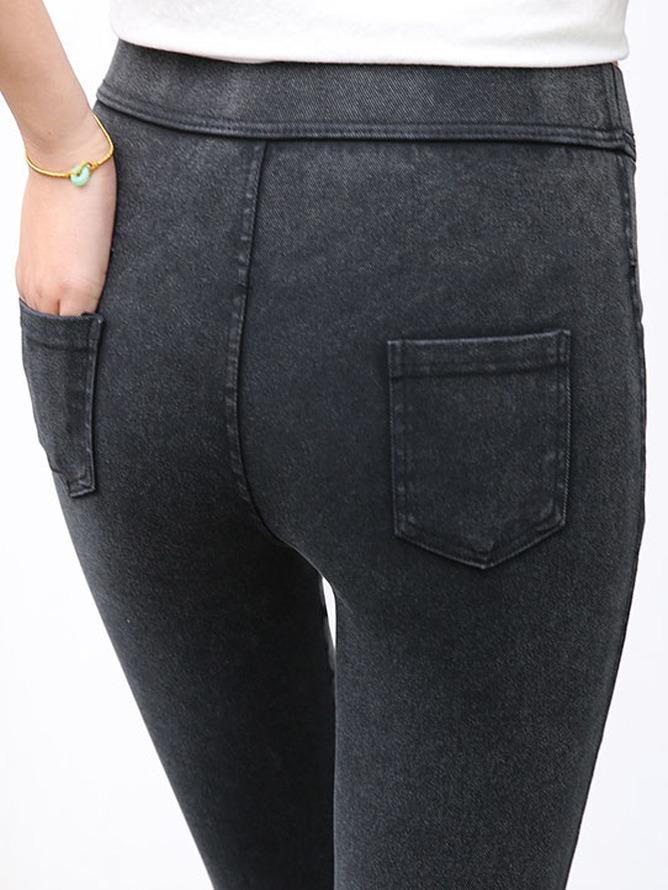 Women's Plain Distressed Tight Pants